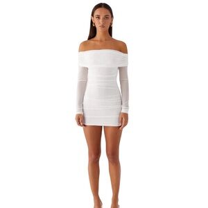 Peppermayo Liquid Spirit Off-Shoulder Mini Dress – White | NWT